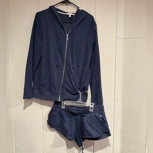 Victoria's Secret Dark Blue Hoodie and Shorts Set